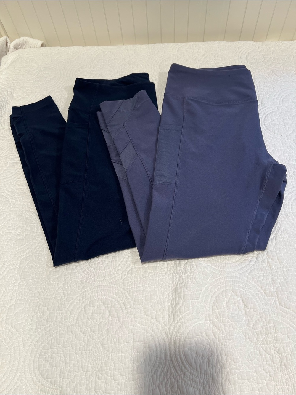 2 Pair NWOT Mondetta Mesh Performance Leggings | Periwinkle & Navy | XL Pockets